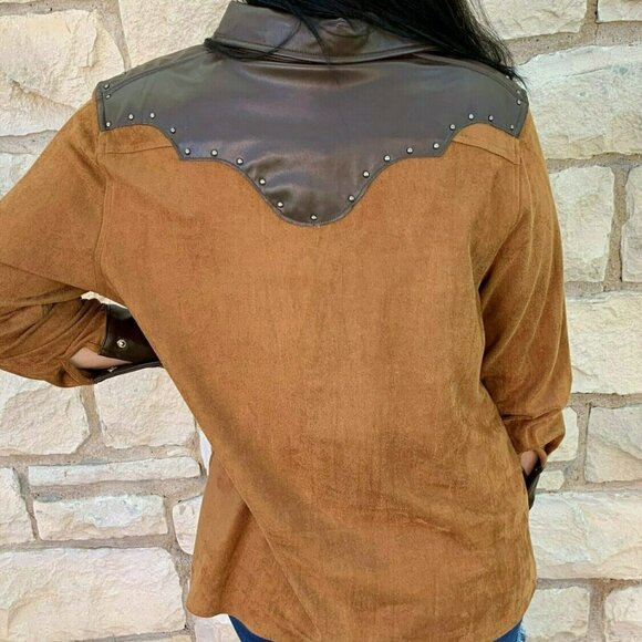 NWT L And B Suede Western Shirt